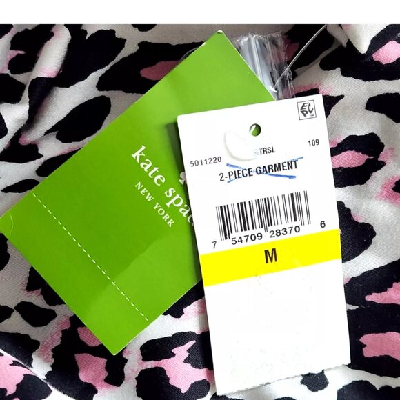 Kate Spade NY Black Pink Leopard Print Pajama Top Cotton - Picture 6 of 7
